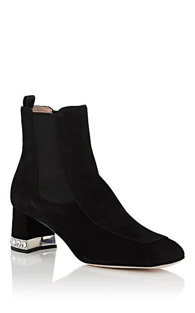 miu miu crystal-inset suede chelsea boots